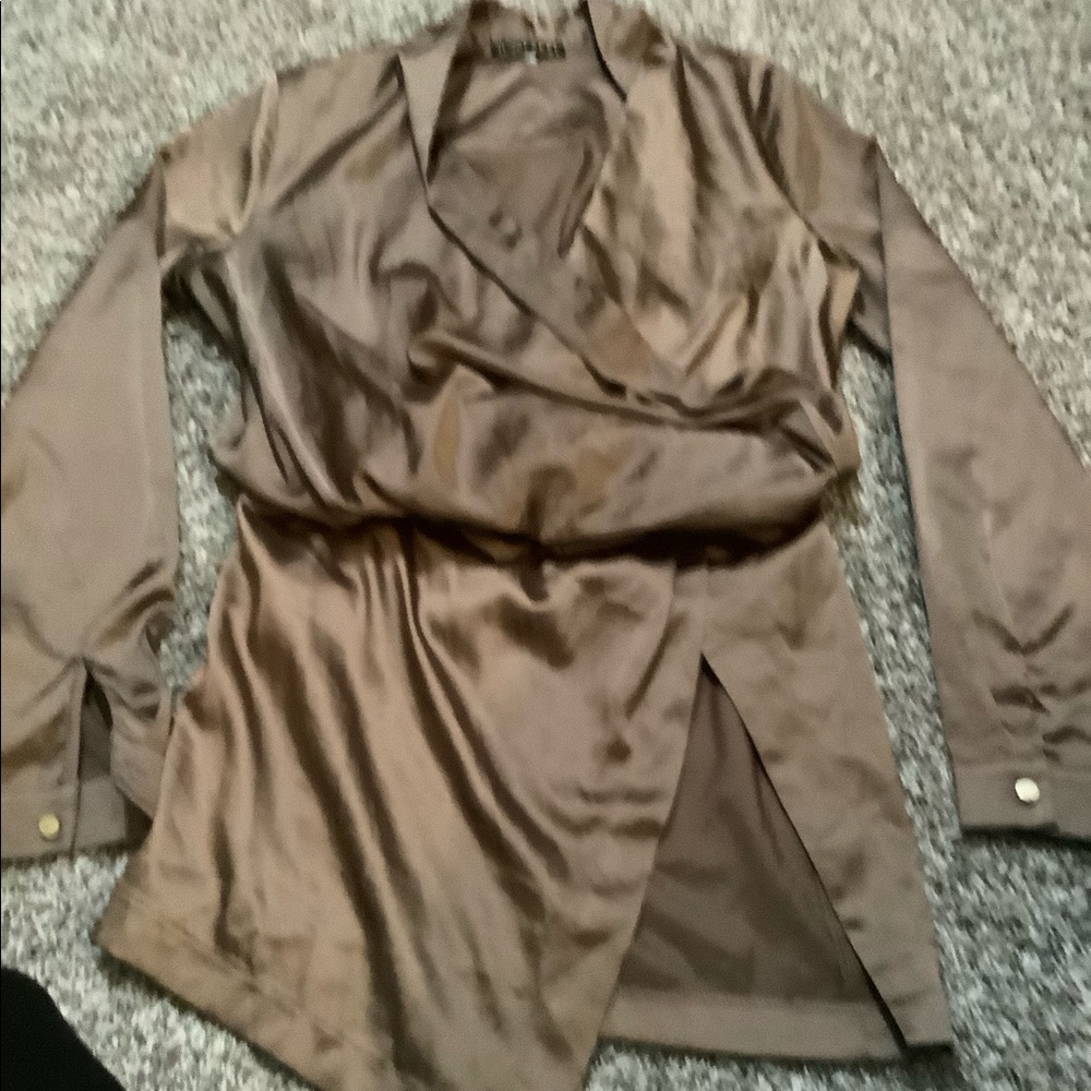 Faux satin wrap dress
